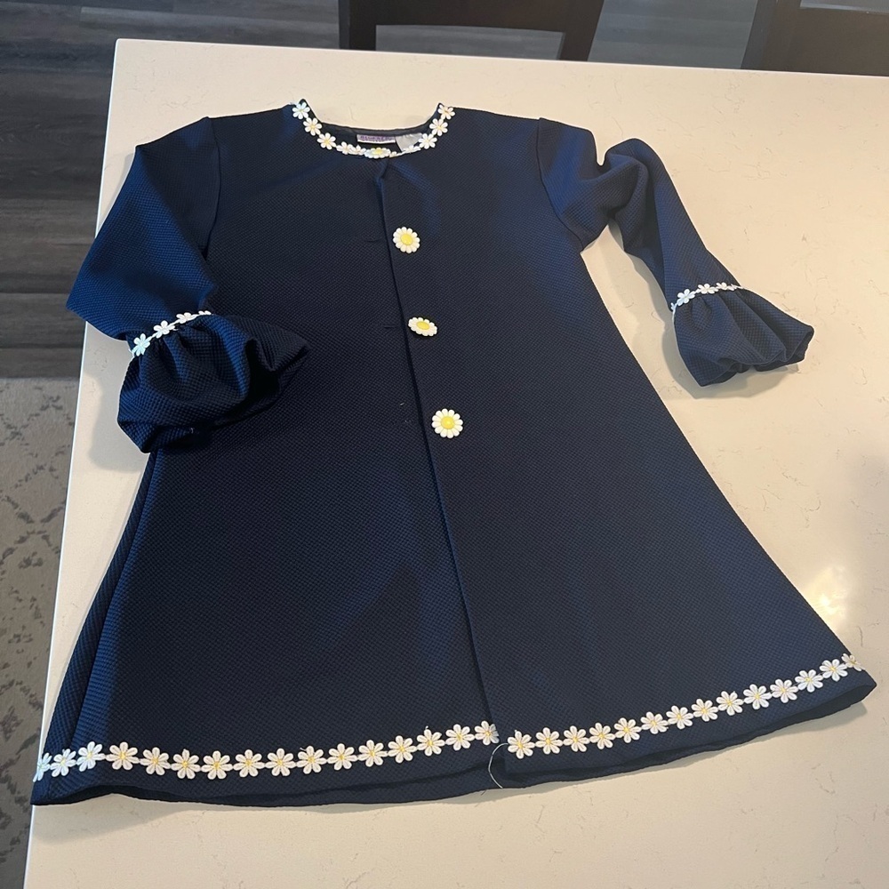 Blueberi Boulevard Navy Blue Daisy Jacket Size 7/8